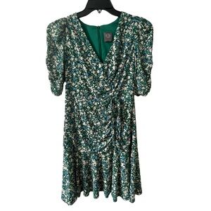 V-Neck Floral Print Knit Dress